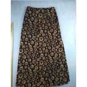 Vintage Wrapper Long Maxi Skirt A-Line Women's 7/8 Brown Floral Modest country w